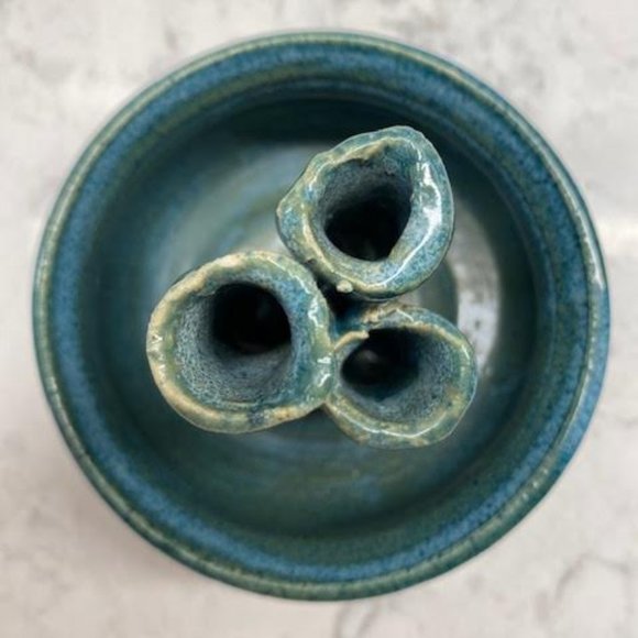 Cute 3-Tube Ceramic Bud Vase by Dove’s Landing - Picture 3 of 8